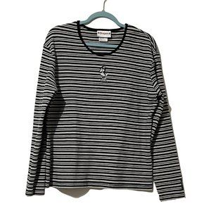 Disneyland women's size XXL black stripe long sleeve “Minnie” pullover top